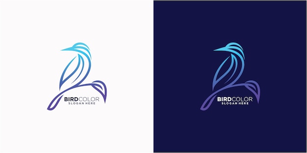 Vector logo template of bird line art style