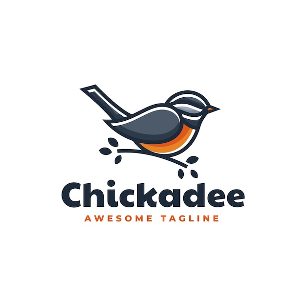 Logo template of chickadee simple mascot style.