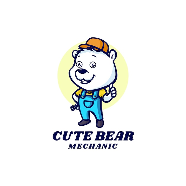 Logo template of cute bear mascot cartoon style