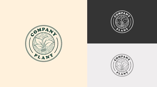 Logo template design with the concept of a plant in a circle Modern logo plants and nature