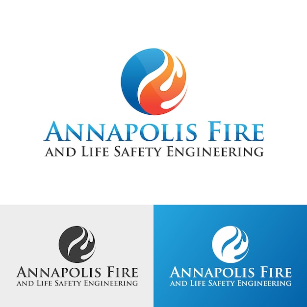 Logo template fire department, heating and cooling, flame, fire, rescue, oil and gas