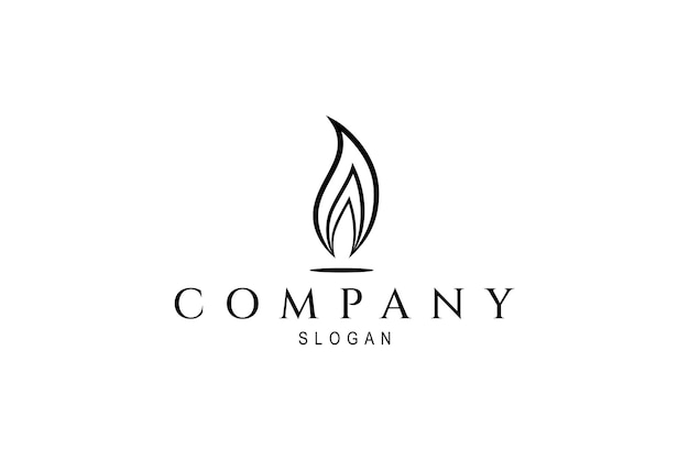 Шаблон логотипа огненного изображения свечи в стиле линейного арт-дизайна черного цвета
