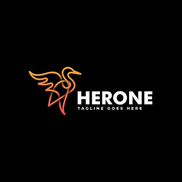 Modello di logo di heron line art style