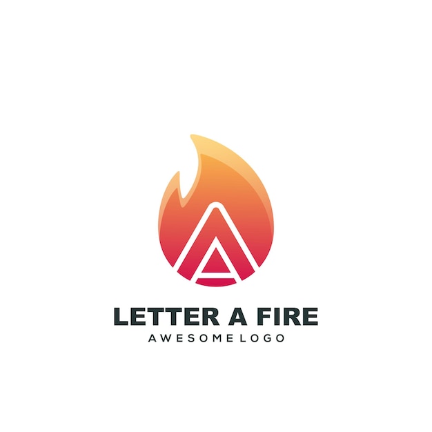 Modello di logo lettera a logo colorato sfumato di fuoco