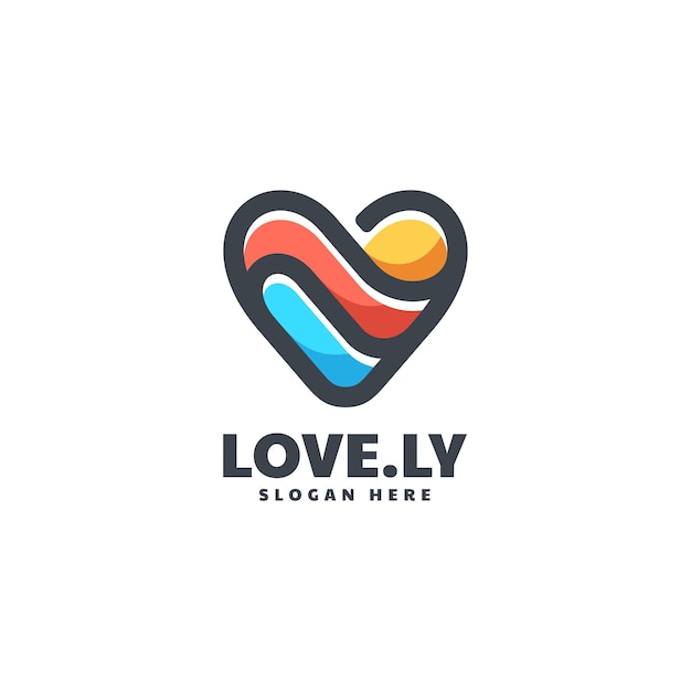 Vettore modello di logo di love simple mascot style