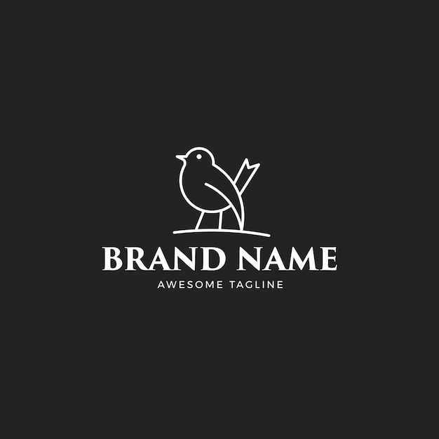Logo template monoline style for beautiful bird