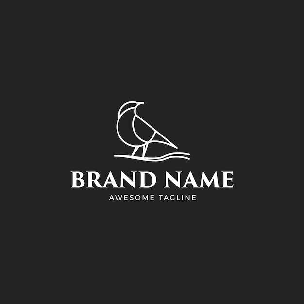 Vector logo template monoline style for beautiful bird