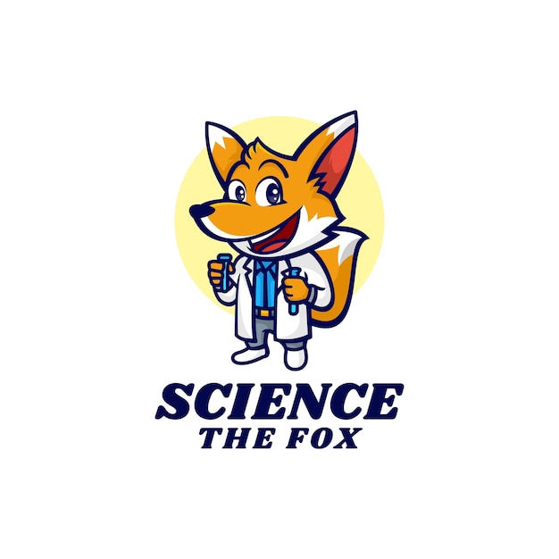 Шаблон логотипа лиса ученый талисман мультяшном стиле