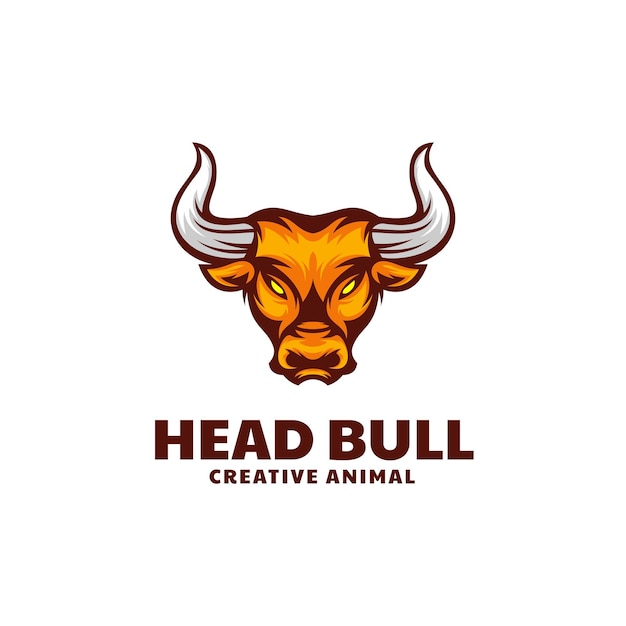 Шаблон логотипа в стиле простого талисмана head bull