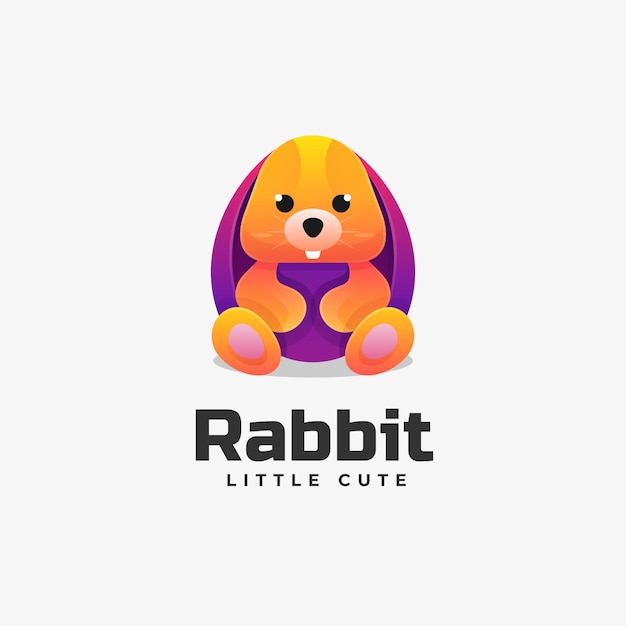 Вектор Шаблон логотипа кролика градиент красочный стиль