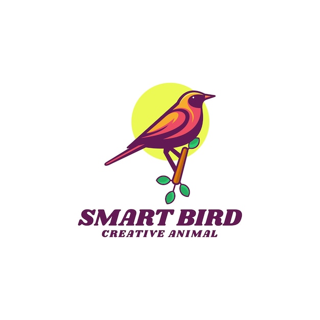 Шаблон логотипа в стиле простого талисмана smart bird.