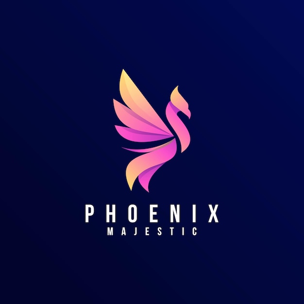 Modello di logo di phoenix gradient colorful style