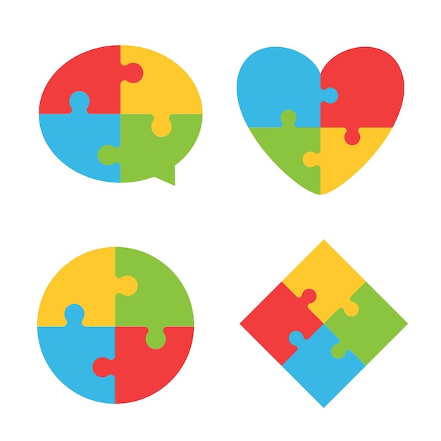 Шаблон логотипа с красочными кусочками головоломки и деталями головоломки