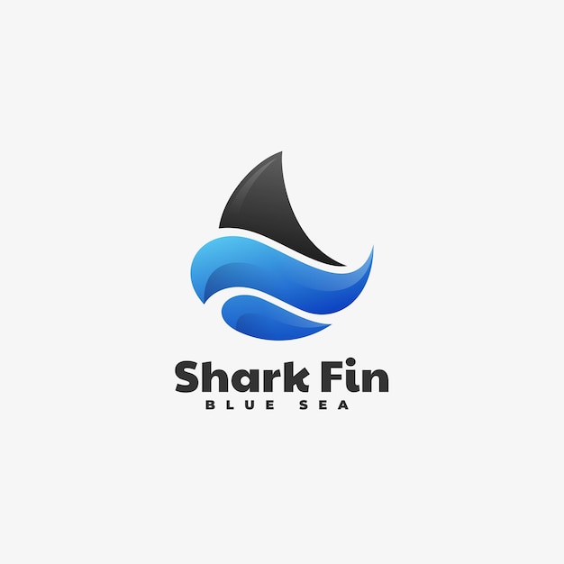 Vector logo template of shark fin gradient colorful style.