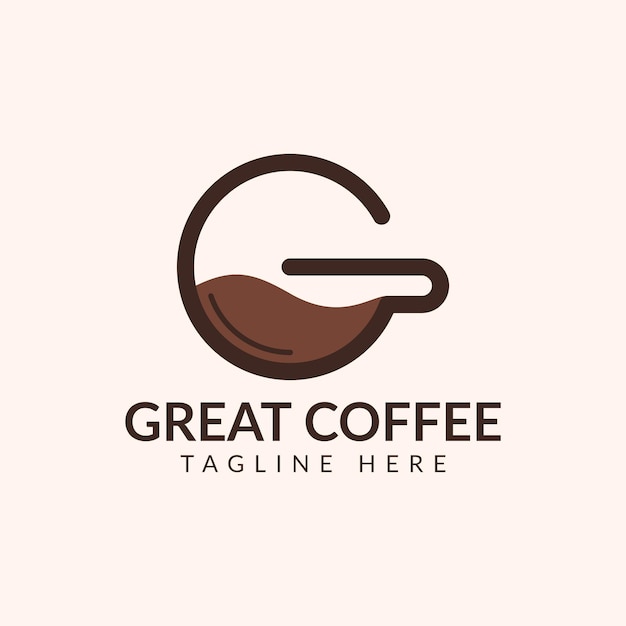 ロゴテンプレート暖かいコーヒーカップのイニシャル文字g