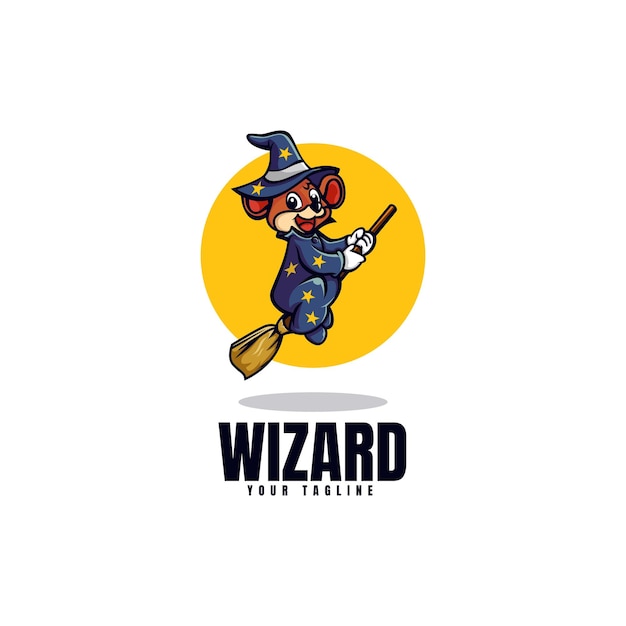 Vector logo template of wizard mouse mascot cartoon style