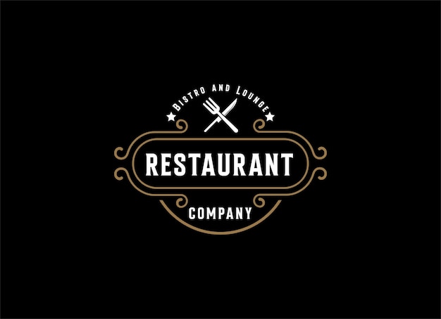 Vector logo templates with monogrammed elements and flourish ornaments for restaurants