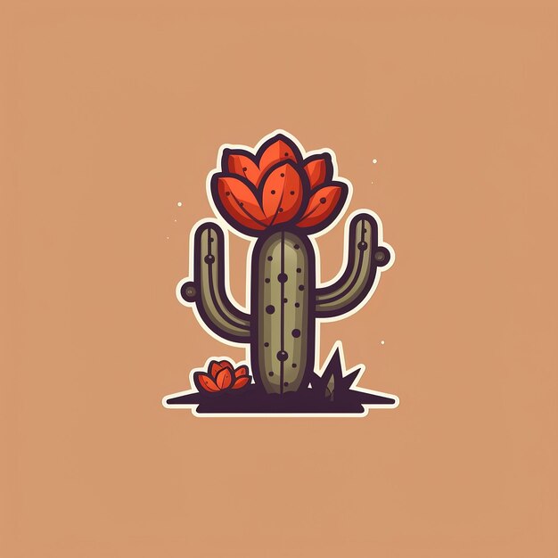 Vector logo texas grondcactus met kleine bloem