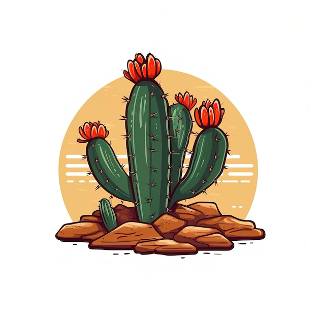 logo Texas ground cactus with small flower