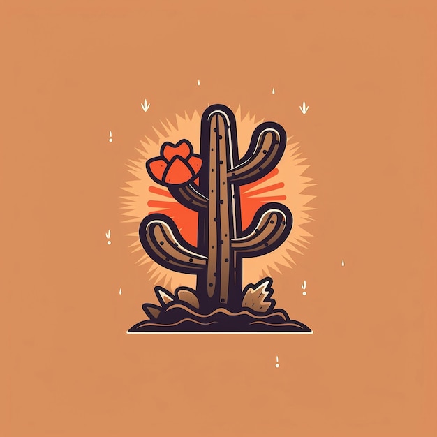 logo Texas ground cactus with small flower