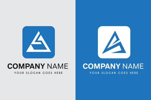 A logo that says a company name and a triangle