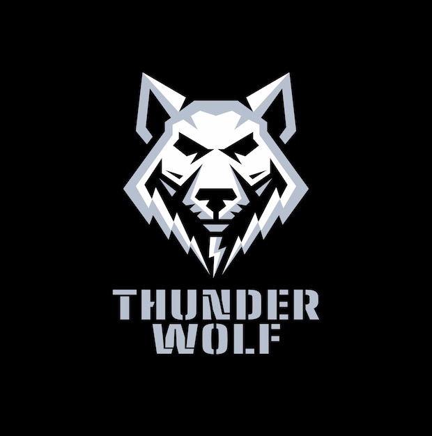 Logo of thunder wolf in geometric design.