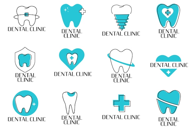 Logo tooth. set of teeth. vector illustration