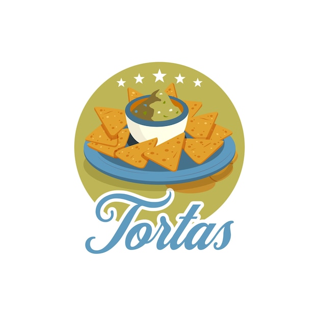 Vector a logo for tortillas with a picture of a bowl of chips