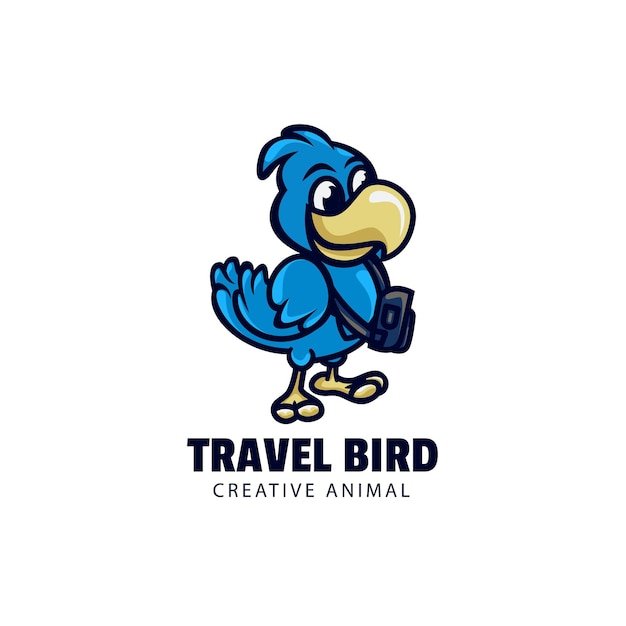 Logo Travel Bird Mascot Cartoon-stijl