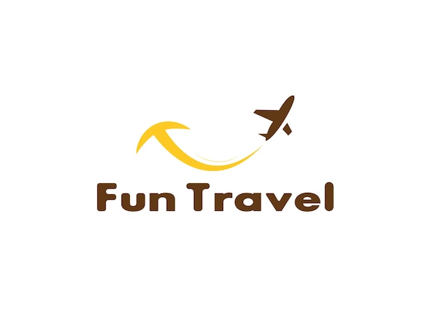 Vector logo for a travel company that says fun travel