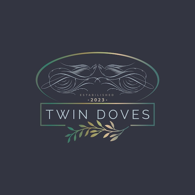 Logo for twin doves with a blue background