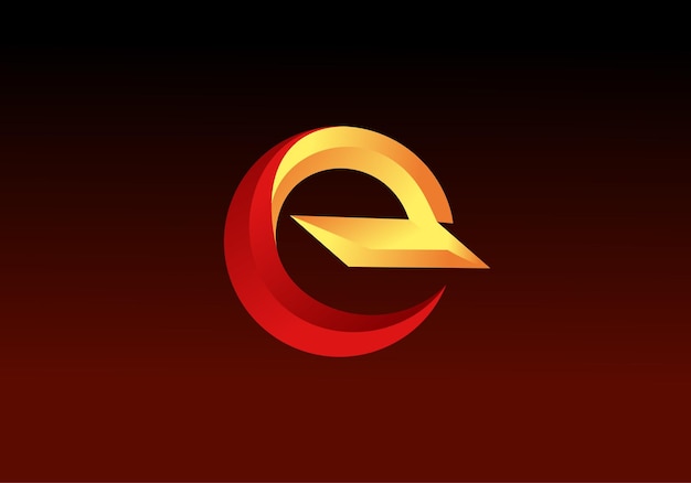Логотип типография буква e red gold vector illustration template с простым элегантным дизайном, подходящим для любой отрасли