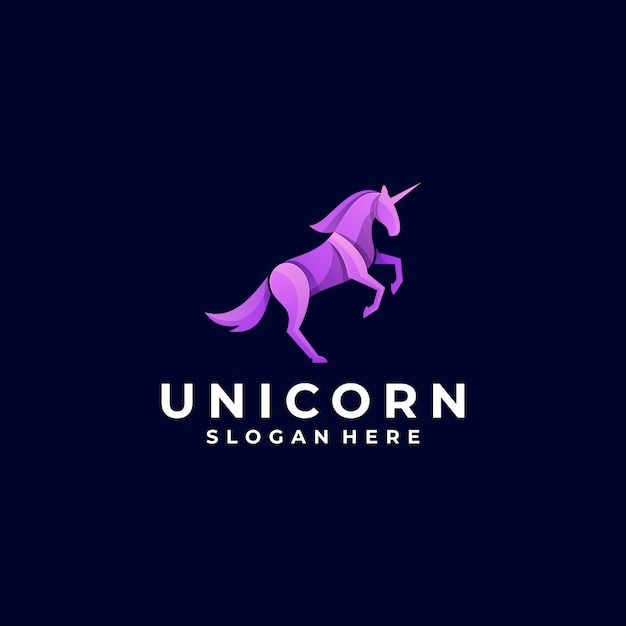 Logo unicorn jump gradient kleurrijk