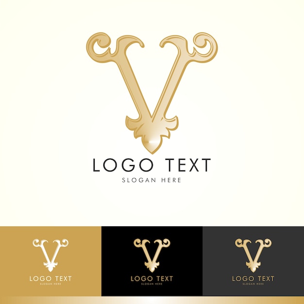 Logo v, monogram v, gold, vector v, logo design