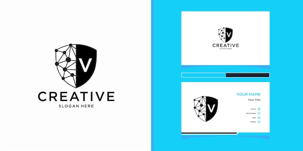 Logo v shield technology design