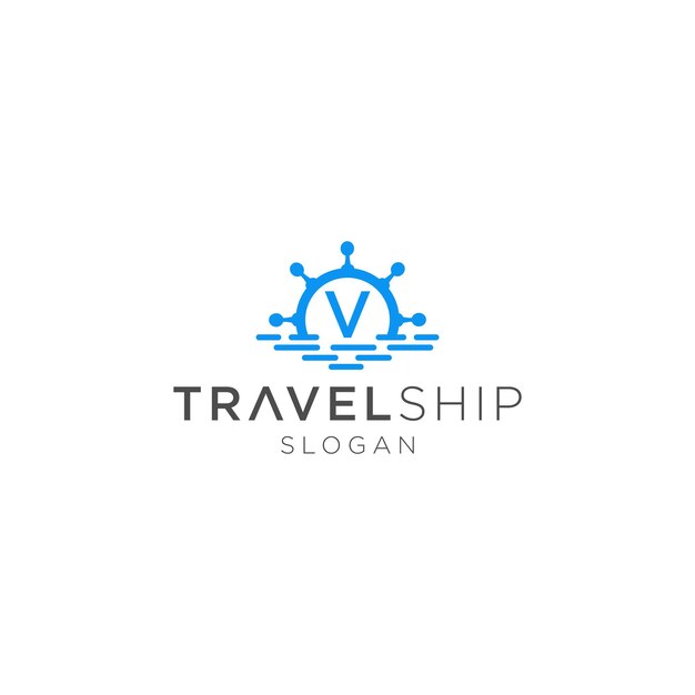 Logo v design della nave da viaggio