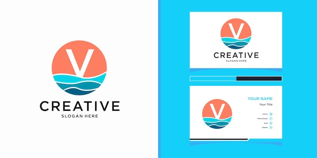 Logo v onda mare tramonto design