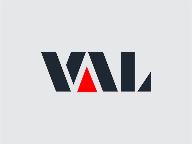 A logo for vall with a red triangle on the bottom