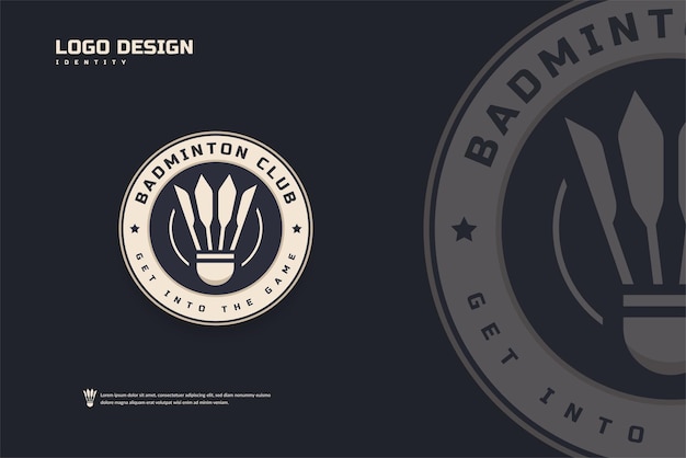 Logo van de badmintonclub. Sjabloon voor badmintontoernooi-emblemen, identiteit van sportteam