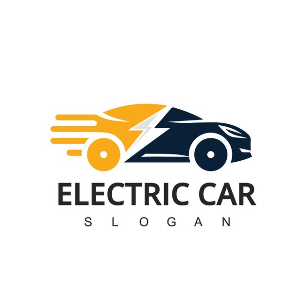 Vector logo van de elektrische auto template groen aandrijvingsicoon