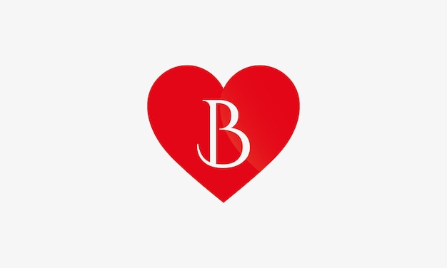 Logo van de letter B in hartvorm met een rode tint