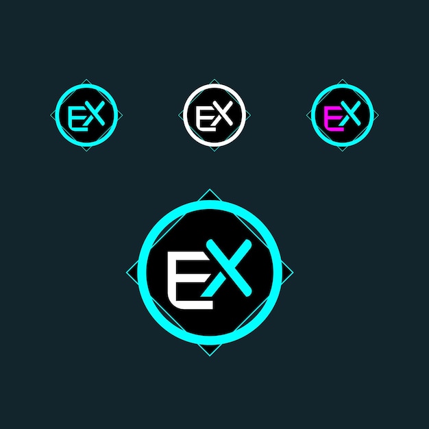 Logo van de letter EX met cirkel