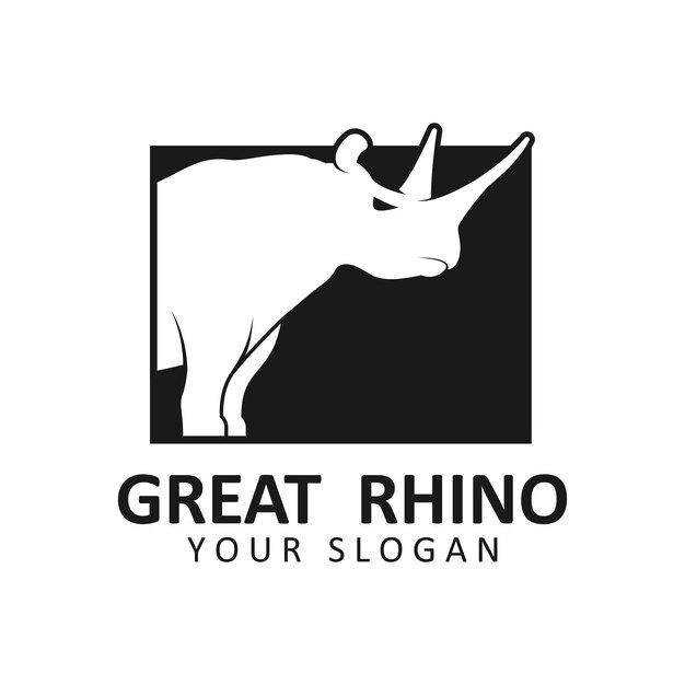Vector logo van de neushoorn icon van de neushoorn gevaarlijk dier symbool van het merk afrikaans wild