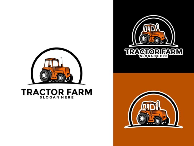 Vector logo van de tractorboerderij vector tractormachine logoontwerp sjabloon