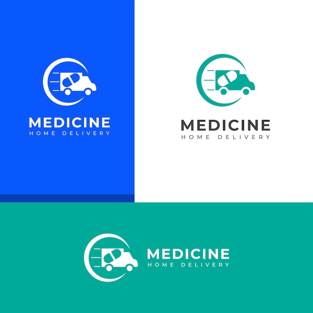 Logo van de vector voor de snelle thuislevering van creatieve medicijnen