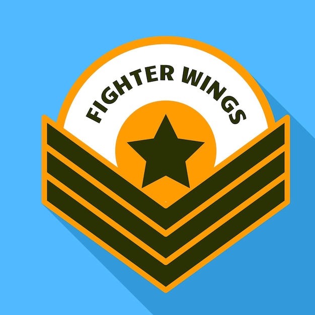 Logo van de vleugels van de gevechtsvliegtuigen Vlakke illustratie van het vectorlogo van de vingers van de gevachtsvliegen voor webontwerp