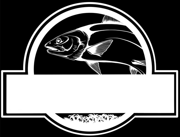 Logo van de zalmvis op zwarte achtergrond