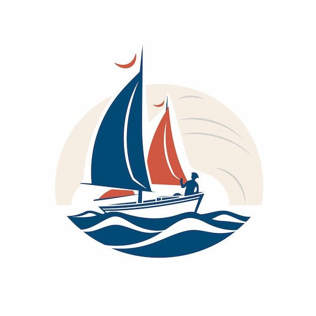 Logo van de zeilboot Emblem van de jachtclub Vectorillustratie