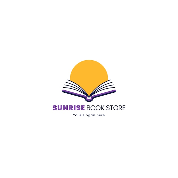 Vector logo van een boekwinkel met plat ontwerp