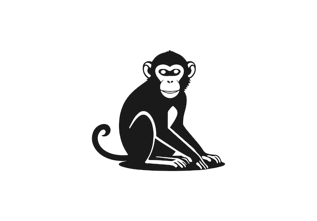 Logo van een chimpansee- of aapicon geïsoleerde vector silhouetontwerp